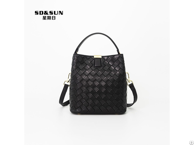 Custom Factory New Design Genuine Cowhide Leather Small Bucket Bag For Women