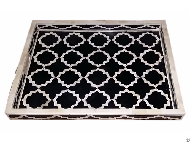 Bone Tray Black Resin Large Mugal Jali Pattern