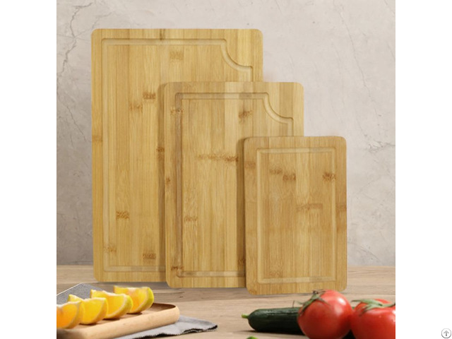 Custom Reversible 3 Pack Bamboo Cutting Board With Deep Groove
