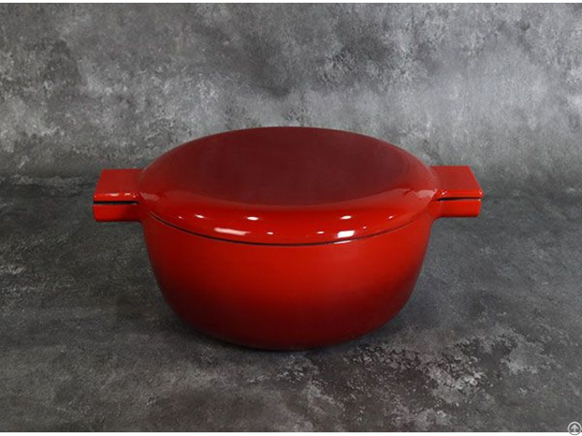 Cast Iron Enamel Double Dutch Oven With Fry Pan Lid