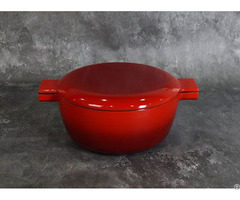 Cast Iron Enamel Double Dutch Oven With Fry Pan Lid