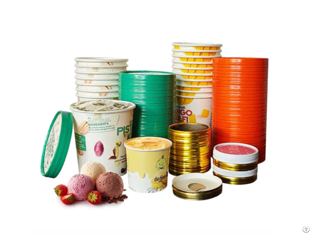 Ice Cream Paper Tub With Stackable Lid And Wooden Spoon 3oz 5oz 16oz 32oz