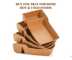 Sustainable Kraft Paper 2 Compartment Tray For Chips