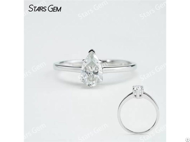 Pear Cut Moissanite S925 Sterling Silver Solitaire Engagement Ring