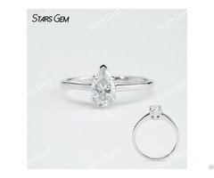 Pear Cut Moissanite S925 Sterling Silver Solitaire Engagement Ring