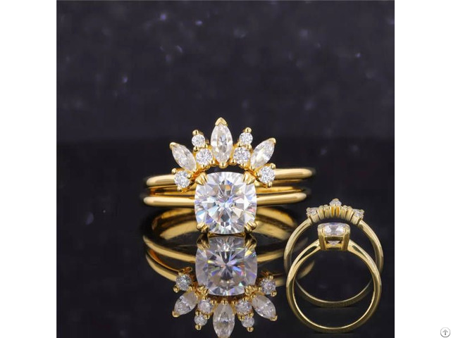 7×7mm Cushion Cut Moissanite S925 Sterling Silver Stackable Rings