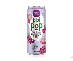 Bibi Pop Prebiotic Soda Drink With Real Red Grape Juice 330ml Sleek Can