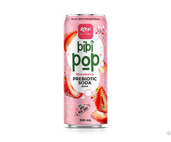 Bibi Pop Prebiotic Soda Drink With Real Strawberry Juice 330ml Sleek Can