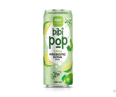 Bibi Pop Prebiotic Soda Drink With Real Lime Juice 330ml Sleek Can
