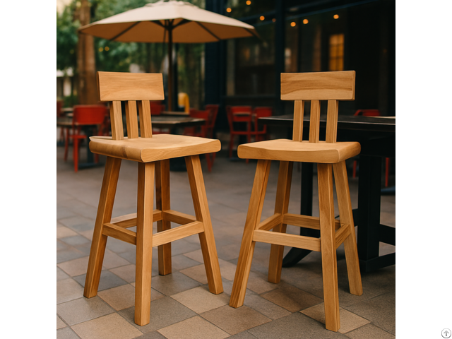 Trembesi Wood Bar Stool With Backrest