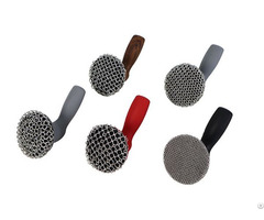 Stainless Steel Cast Iron Chainmail Scrubber With Handle