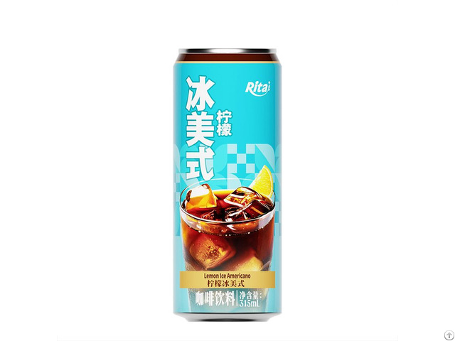 315ml Sleek Can Iced Americano Coffee Drink With Lemon