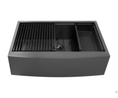 Black 33 Inch Nano Farmhouse Workstation Sink As R3321c B