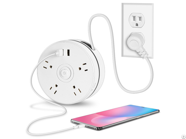 Enrolchain Power Strip With 4 Ac Outlets 2 Usb A Ports