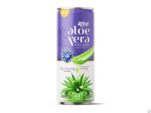 Fresh Aloe Vera Juice With Pulp And Blueberry Flavor