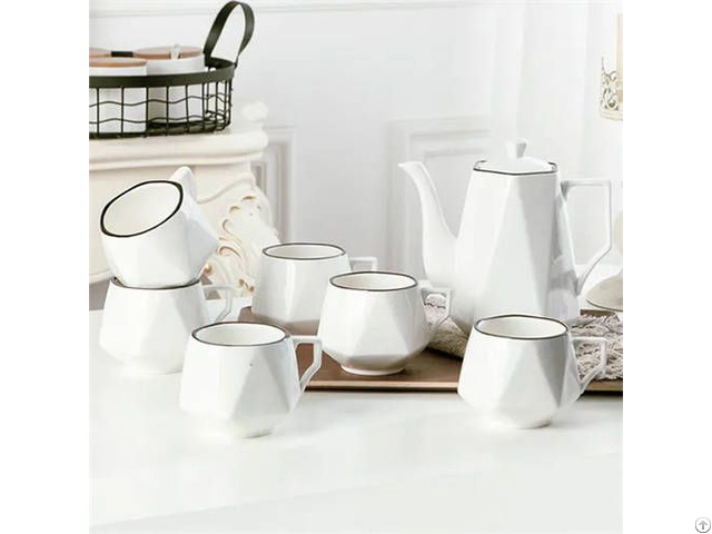 White Vintage Ceramic Coffee Cup Set