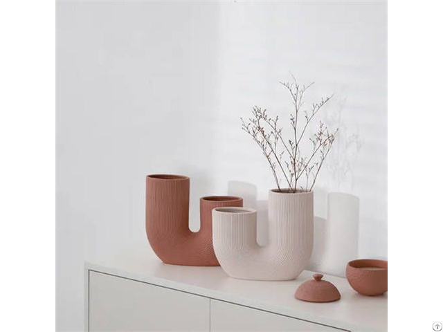 Nordic Decorative Ceramics Vases U Shaped Customize Flower Vase