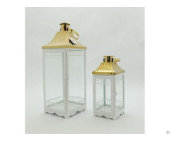 Stainless Steel Lanterns Simple European Style Iron Candle Holders With Clear Glass