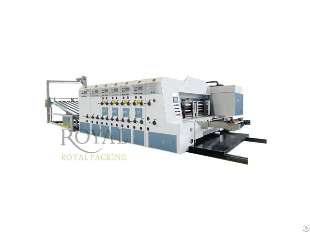 Rykw High Speed Four Color Flexo Printing Slotting Die Cutting Online Folder Gluer Strapping