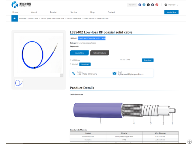 Lsss402 Low Loss Rf Coaxial Solid Cable