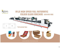 Ryje High Speed Full Automatic 4 6 Corner Folder Gluer Machinery 650 850 1100