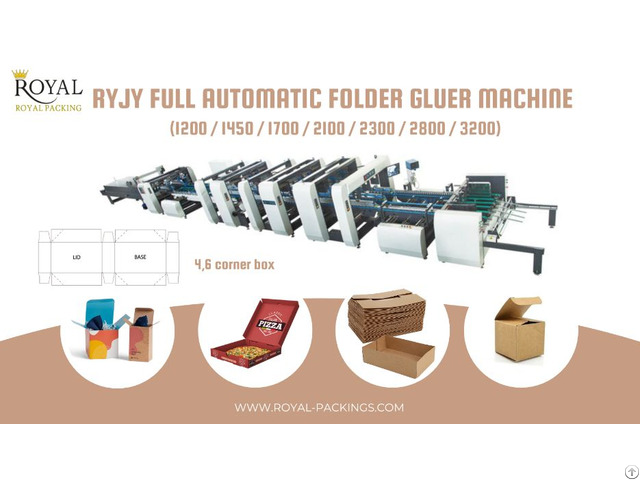 Ryjy High Speed Full Automatic 4 6 Corner Folder Gluer Machine 1200 1450 1700 2100 2300 2800