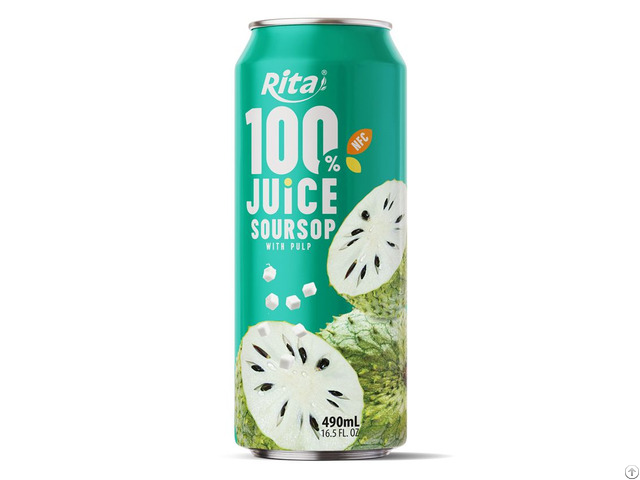 Rita 100% Juice Soursop With Pulp 490ml Can Unique Exotic Flavor