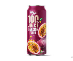 Rita 100% Juice Passion Fruit With Pulp 490ml Can Zesty Tropical Drink