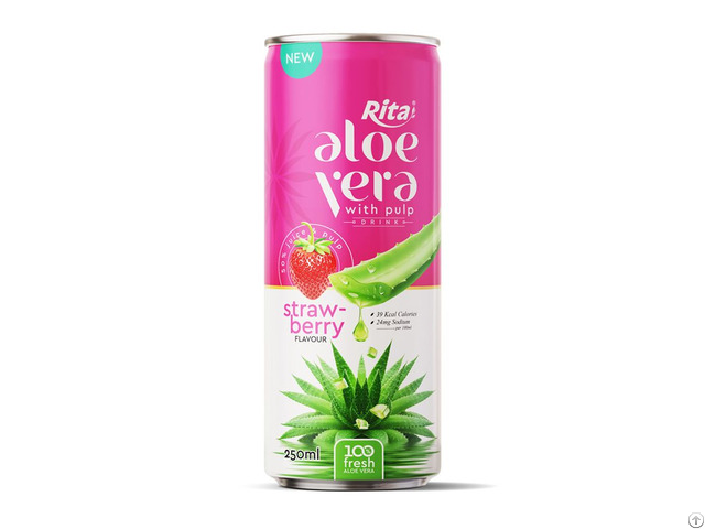 Fresh Aloe Vera Drink With Pulp And Strawberry Flavor 250ml