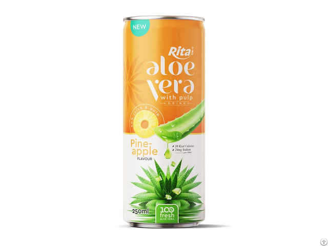 Fresh Aloe Vera Drink With Pulp And Pineapple Flavor 250ml