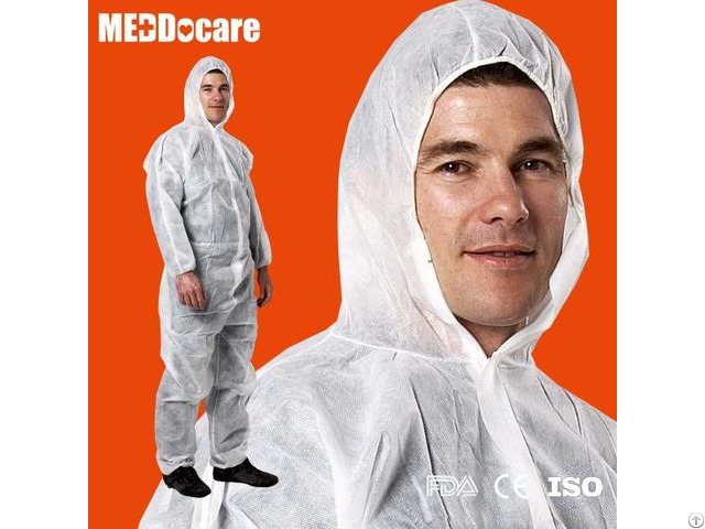 Hooded Boiler Suit Non Woven Tyvek Coverall Type 3 4 5 Disposable Pp White Protective Work Coveralls