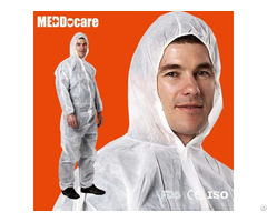 Hooded Boiler Suit Non Woven Tyvek Coverall Type 3 4 5 Disposable Pp White Protective Work Coveralls