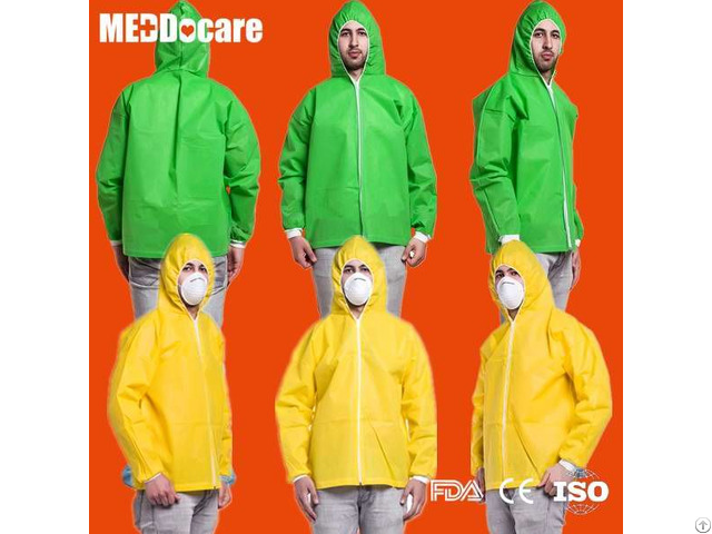 Non Woven Hooded Jacket Disposable Costume Laboratory Lab Jackets