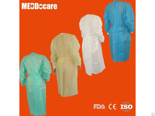 Disposable Medical Surgical Gown Protective Isolation Gowns With Knitted Cuff Elastic Wrist