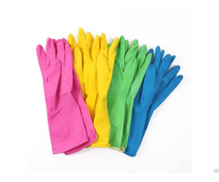 Household Latex Gloves Dip Flocklined Kitchen Cleaing