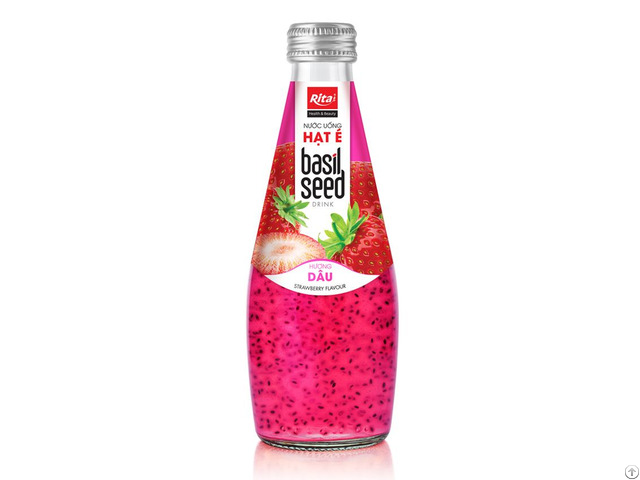 Rita Basil Seed Drink With Strawberry Flavor 290ml Glass Bottle