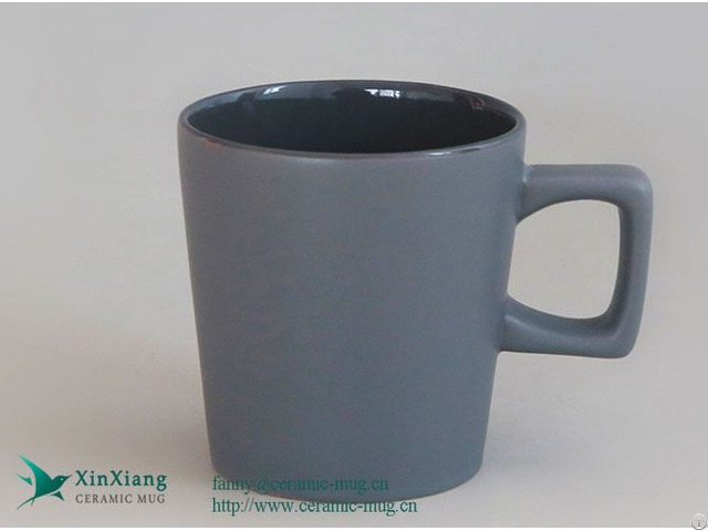 Gray Wide Mouth Frosted Ceramic Coffee Mug Manufacturer