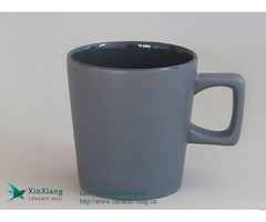 Gray Wide Mouth Frosted Ceramic Coffee Mug Manufacturer