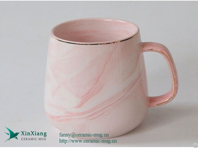 Custom Pink Drum Belly Marbled Ceramic Coffee Mugs