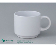 White Large Stackable Ceramic Coffee Mugs With Logo