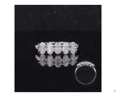 Oval Cut Pt950 Five Stone Moissanite Ring