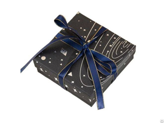 Customized High End Jewelry Men Gift Packaging Paper Box Lid With Ribbon
