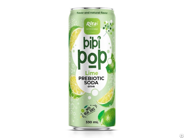 330ml Cans Bibi Pop Prebiotic Soda Drink With Real Lime Juice