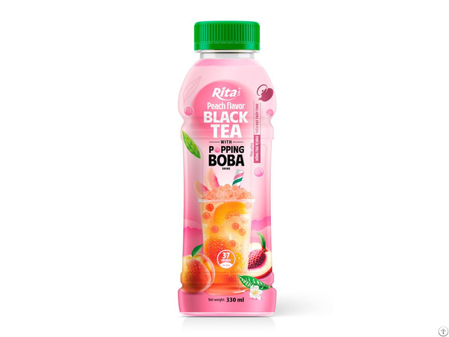 Popping Boba Black Tea With Peach Flavor