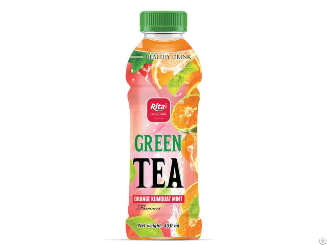 450ml Bottle Green Tea Drink With Orange Kumquat And Mint Flavor