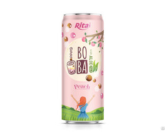 330ml Sleek Can Boba Drink With Aloe Pulp Peach Flavor