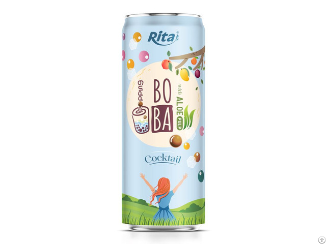 330ml Sleek Can Boba Drink With Aloe Pulp Cocktail Flavor