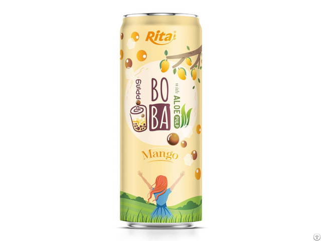 330ml Sleek Can Boba Drink With Aloe Pulp Mango Flavor