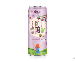 330ml Sleek Can Boba Drink With Aloe Pulp Passion Fruit Flavor