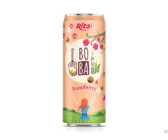 330ml Sleek Can Boba Drink With Aloe Pulp Raspberry Flavor